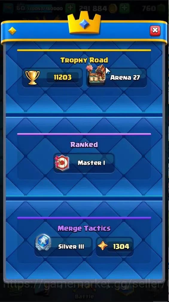 Clash Royale Accounts Lv 60|Trophy 11203|KTL 15|Limited Skin|Card 121|4 image 3