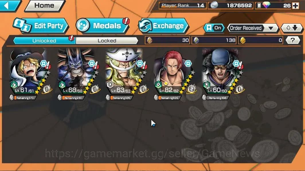 One Piece Bounty Rush Accounts Global|5EX|BMO Kaido,FR Shanks,GP Edward Newgate,F image 4