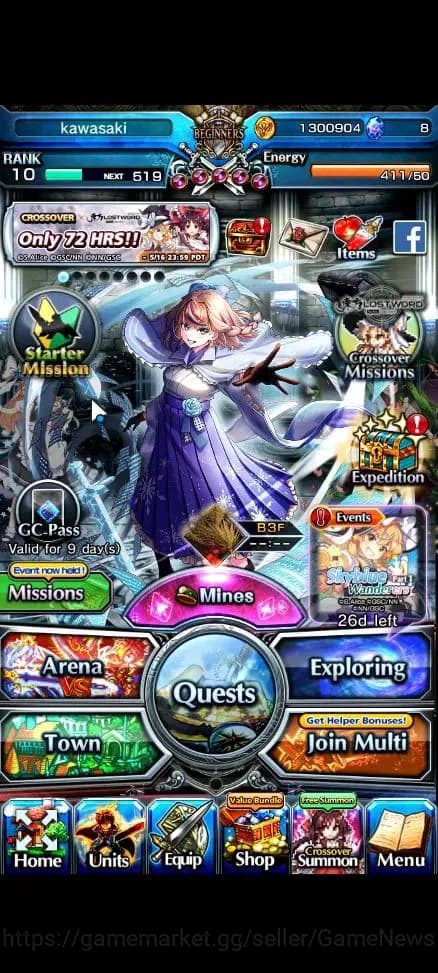 Grand Summoners Accounts Global| Rank 10 | 3 Ascend+1 TW | Kirisame+TW,Seli image 1