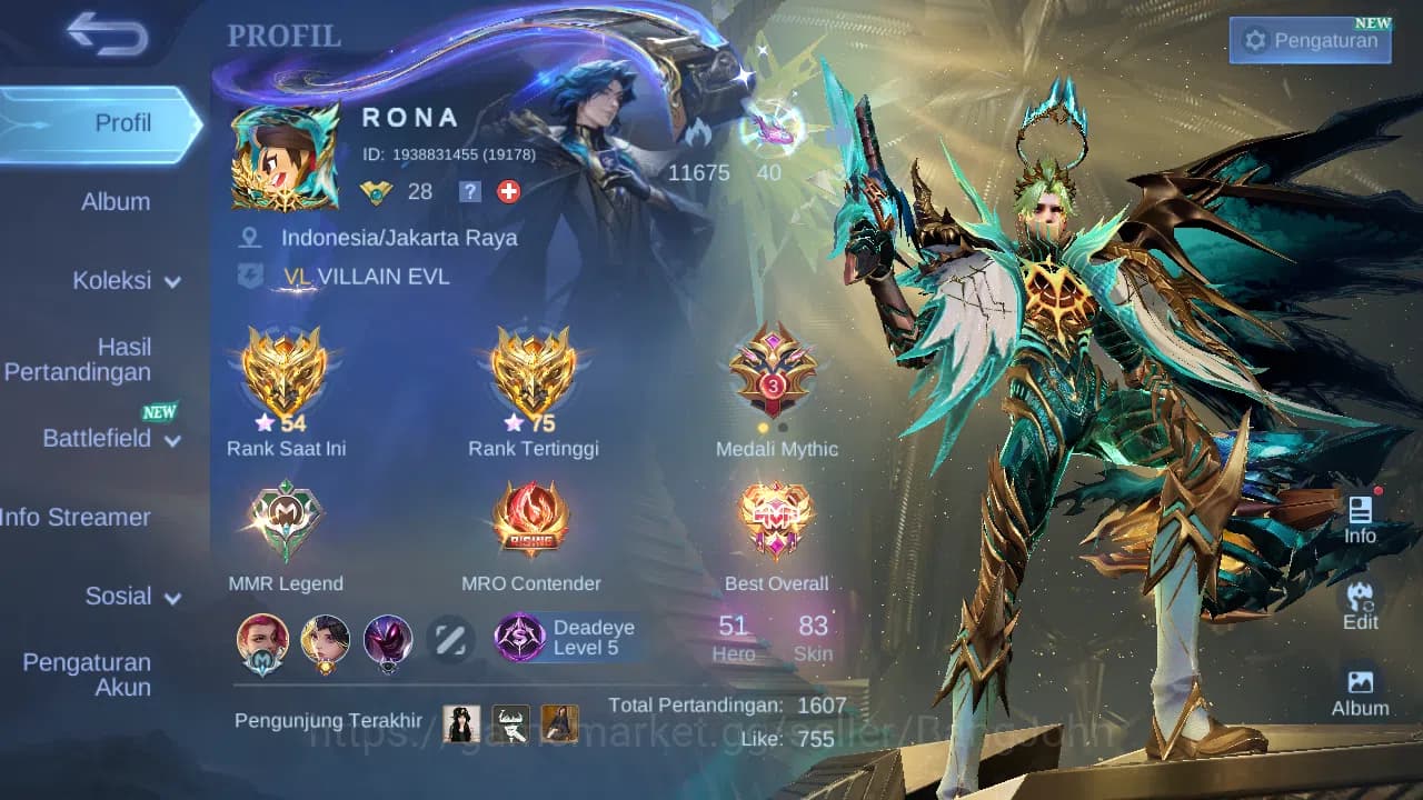 Mobile Legends: Bang Bang Accounts GLOBAL Hero 51 Skin 83 | Prime Granger | Covenant image 14