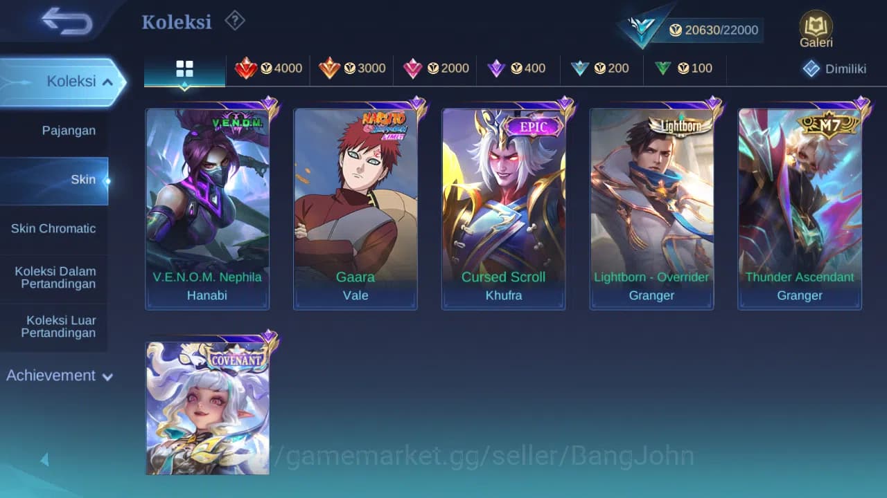 Mobile Legends: Bang Bang Accounts GLOBAL Hero 51 Skin 83 | Prime Granger | Covenant image 5