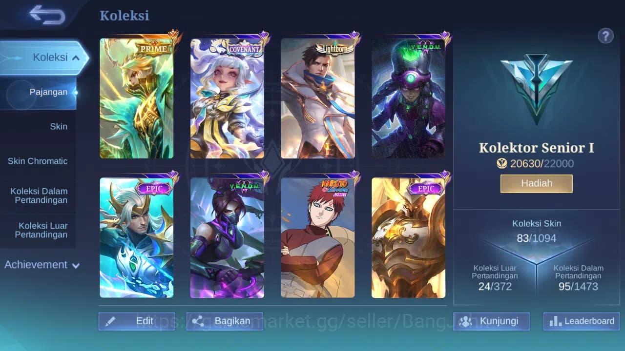 Mobile Legends: Bang Bang Accounts GLOBAL Hero 51 Skin 83 | Prime Granger | Covenant image 8