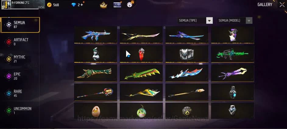 Free Fire Accounts Indonesia| M1887 Emerald Power | Katana Hybrid Exp image 10