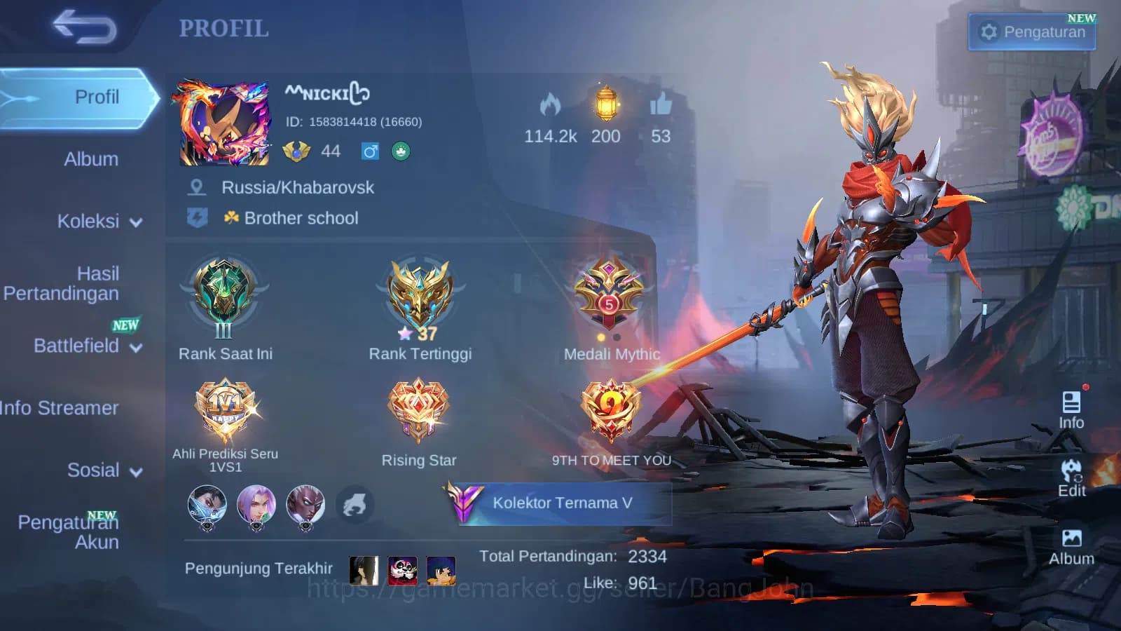 Mobile Legends: Bang Bang Accounts Hero 78 | Skin 194 | Luckybox Johnson | Annual Hay image 1