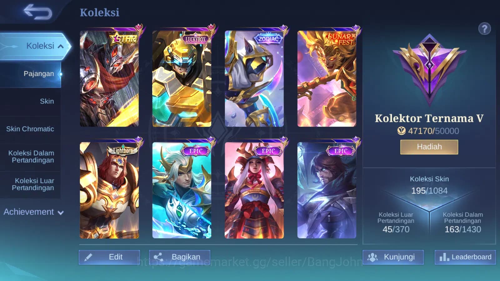 Mobile Legends: Bang Bang Accounts Hero 78 | Skin 194 | Luckybox Johnson | Annual Hay image 10