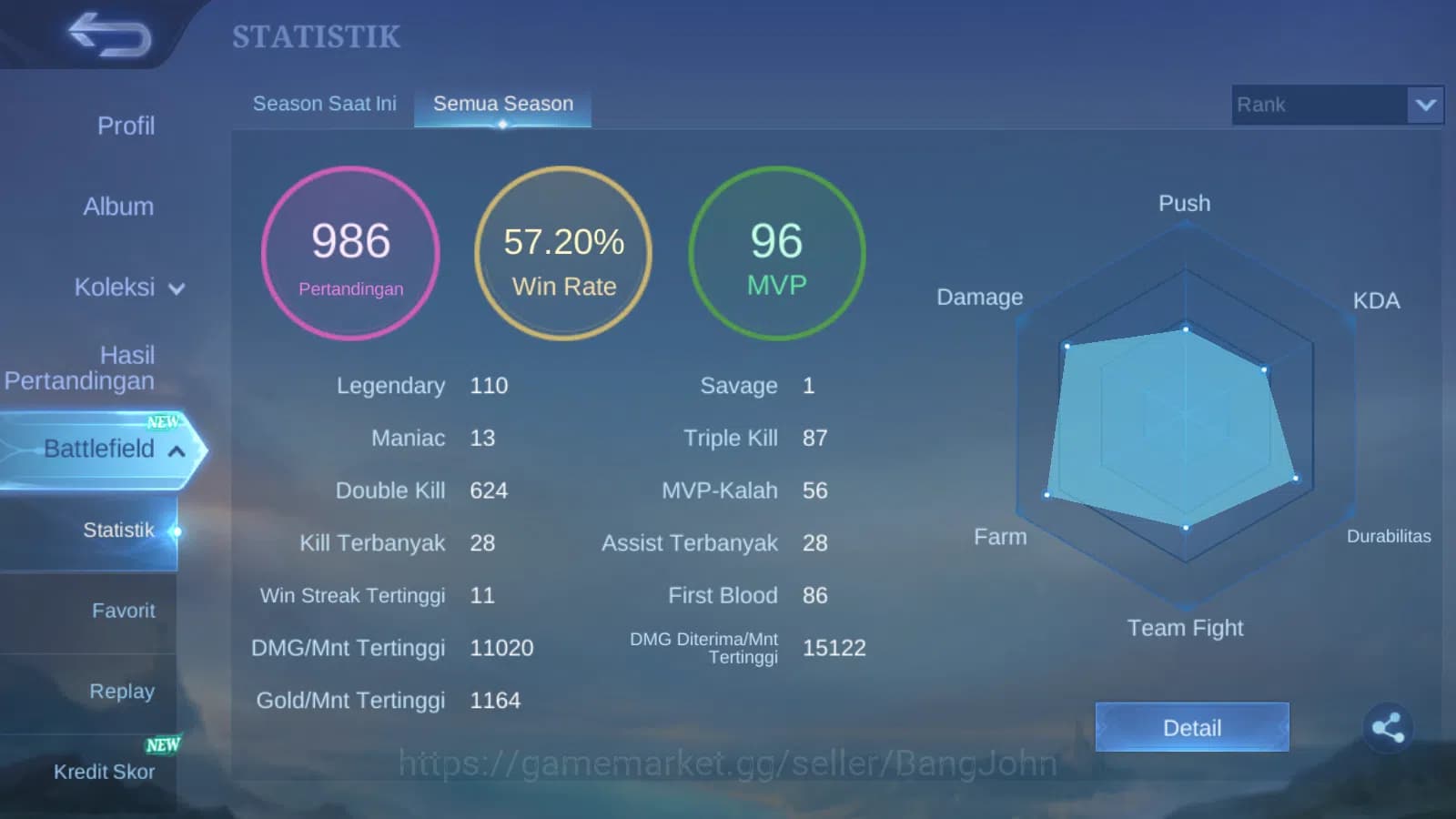 Mobile Legends: Bang Bang Accounts Hero 78 | Skin 194 | Luckybox Johnson | Annual Hay image 15
