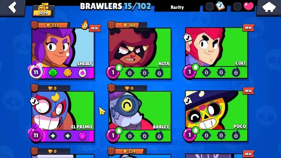 Brawl Stars Accounts 1009 Trophy, 15 Brawlers, 2 Max Lvl. Has 2 Epic Sk image 8