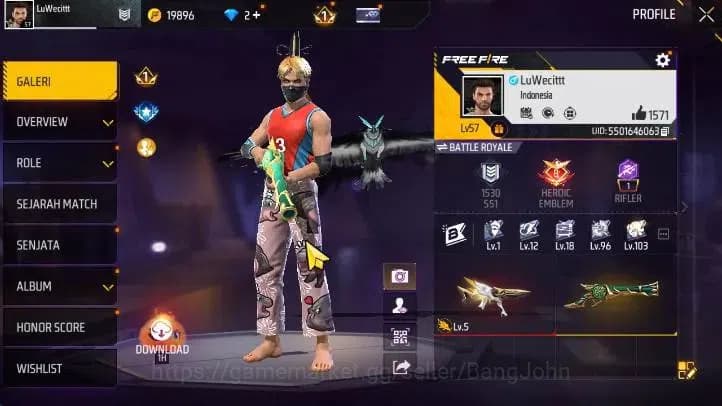 Free Fire Accounts Indonesia | Vault 150+ SG Terompet, Evo MP5 Lv5, B image 1