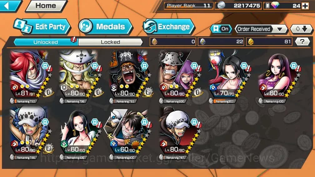 One Piece Bounty Rush Accounts Global|3 EX|Winner Island Law,TFE Emperor Teach,GP image 4