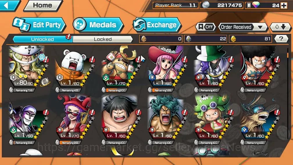 One Piece Bounty Rush Accounts Global|3 EX|Winner Island Law,TFE Emperor Teach,GP image 6