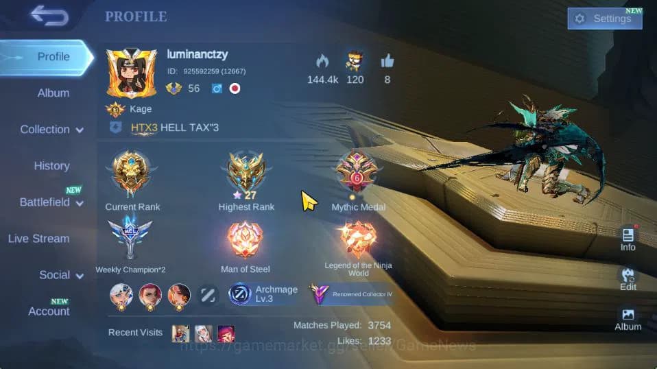 Mobile Legends: Bang Bang Accounts Hero 120|Skin 201|Roger MetroZero,Granger PRIME,Fl image 18