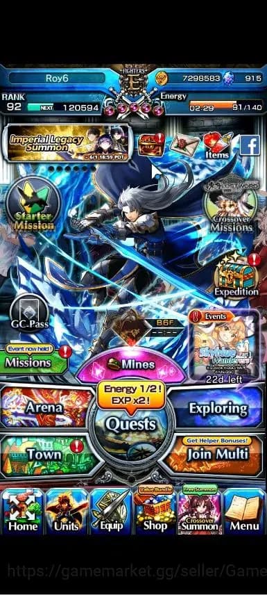 Grand Summoners Accounts Global|Rank 92|Fresh Story+Side|Ready Gacha 915 CC image 1
