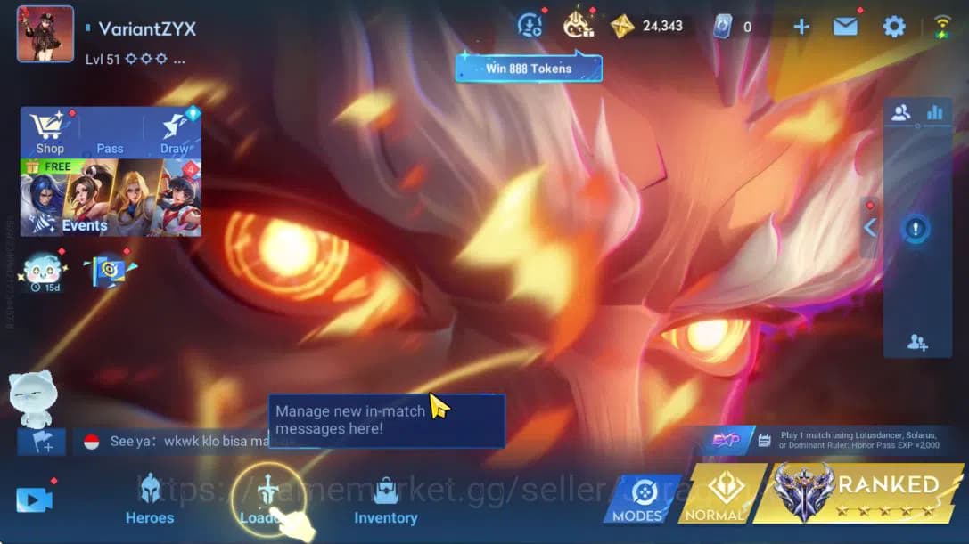 Honor of Kings Accounts Hero 60 Skin 47|KIC Luna,Consort Yu (Legend),Lady image 1
