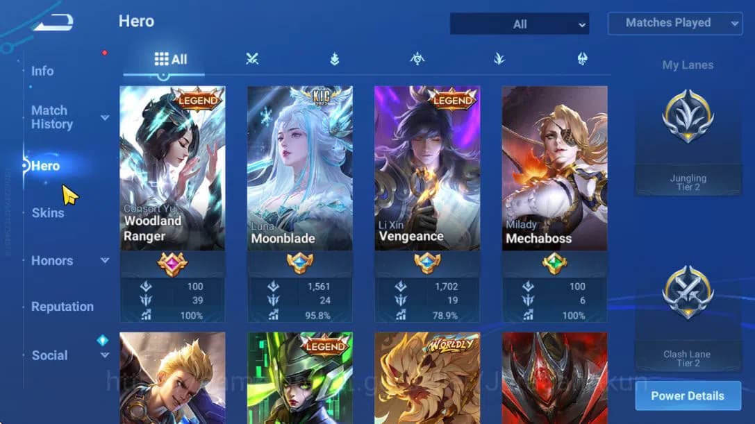 Honor of Kings Accounts Hero 60 Skin 47|KIC Luna,Consort Yu (Legend),Lady image 3