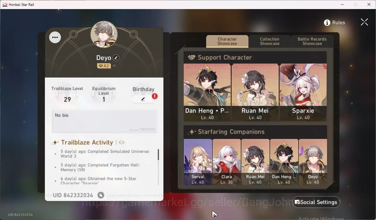 Honkai Star Rail Accounts ASIA|TL 29|4 limit|Sparxie,Sparkle,DanHeng PT,Ruan image 18