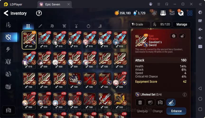 Epic Seven Accounts Global | Boss Arunka | LOTS | Soak Flan | Ruiza | image 12