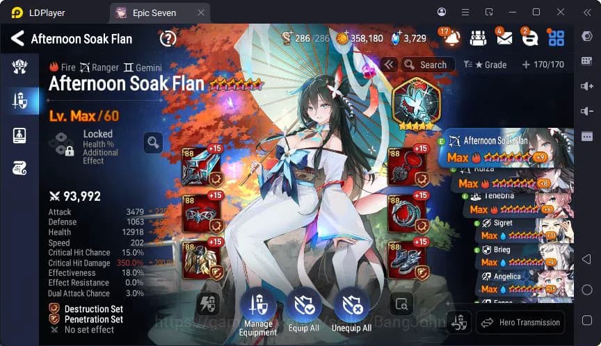 Epic Seven Accounts Global | Boss Arunka | LOTS | Soak Flan | Ruiza | image 2