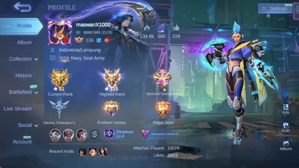 Mobile Legends: Bang Bang Accounts Global Hero 132 Skin 294|ANN Karrie|Sanrio Floryn| image 1