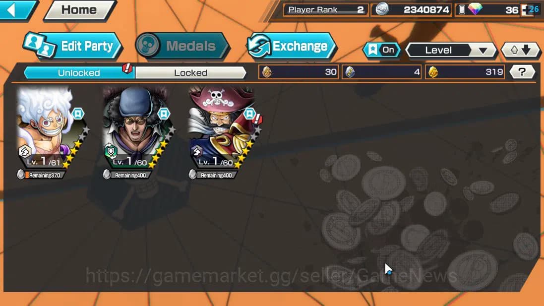 One Piece Bounty Rush Accounts Global| 3 EX| TFE Monkey D.Luffy,GP Gol D.Roger,BP image 3