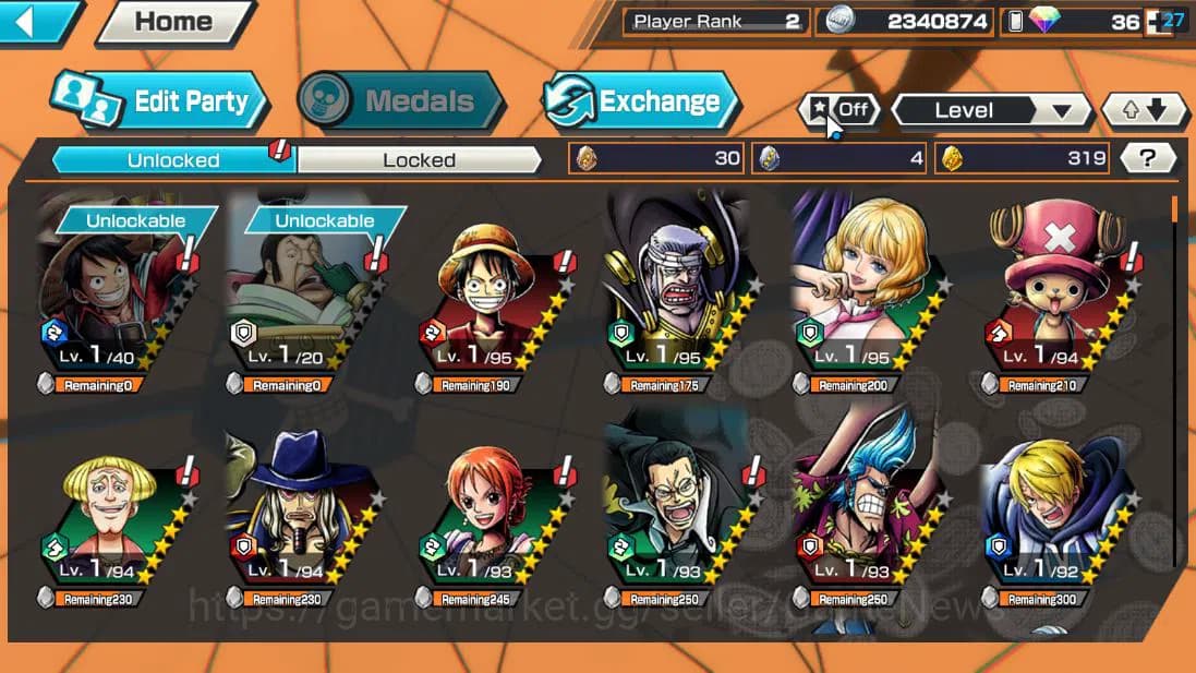 One Piece Bounty Rush Accounts Global| 3 EX| TFE Monkey D.Luffy,GP Gol D.Roger,BP image 4