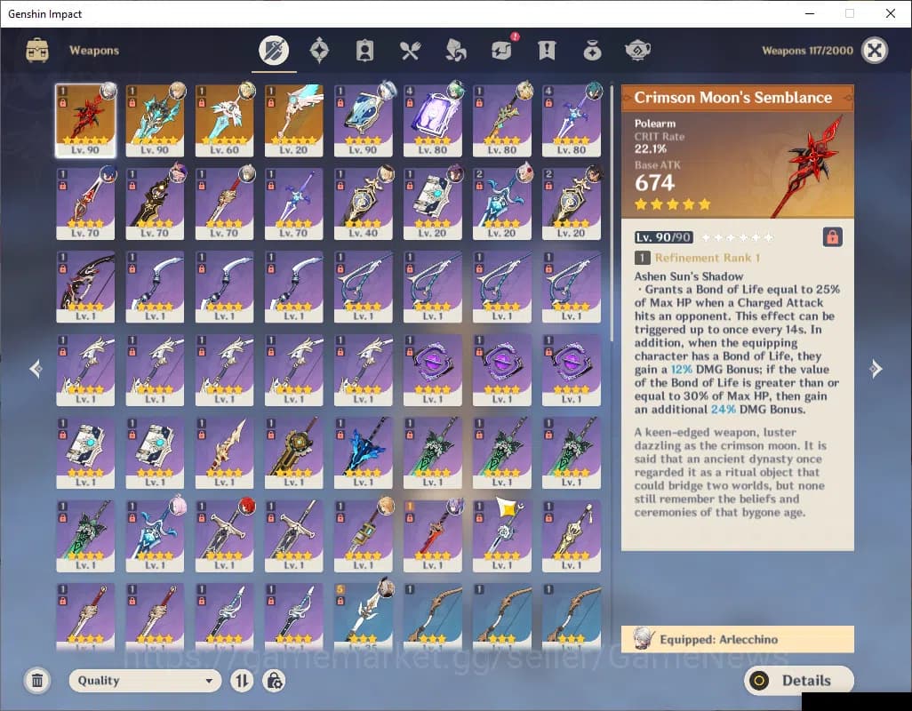 Genshin Impact Accounts ASIA|AR 55|4 Limited+4(*5Weapon)|(ArlecchinoC1,Var image 12