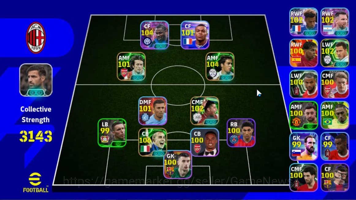 eFootball Accounts Mobile|F Cannavaro,Raul,BlitzCurler(Desire Doue),V image 1