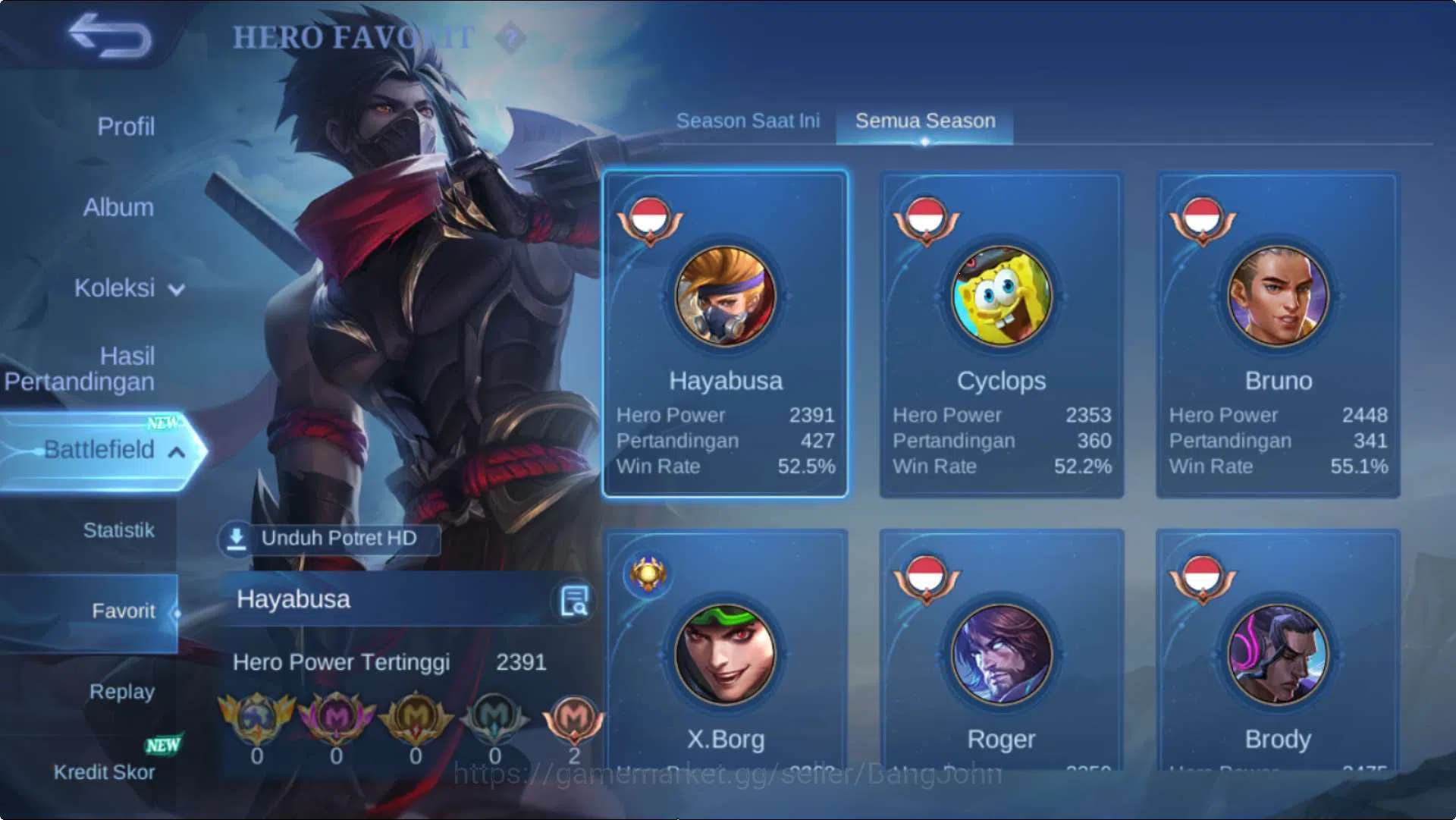 Mobile Legends: Bang Bang Accounts Hero 132 Skin 365 | ExGlory | KOF Dyrroth+Karina, image 12