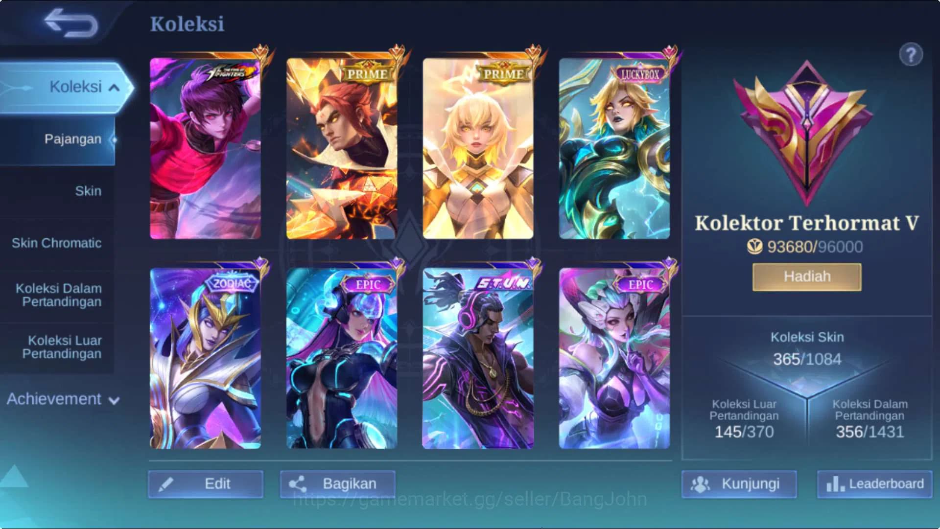Mobile Legends: Bang Bang Accounts Hero 132 Skin 365 | ExGlory | KOF Dyrroth+Karina, image 14