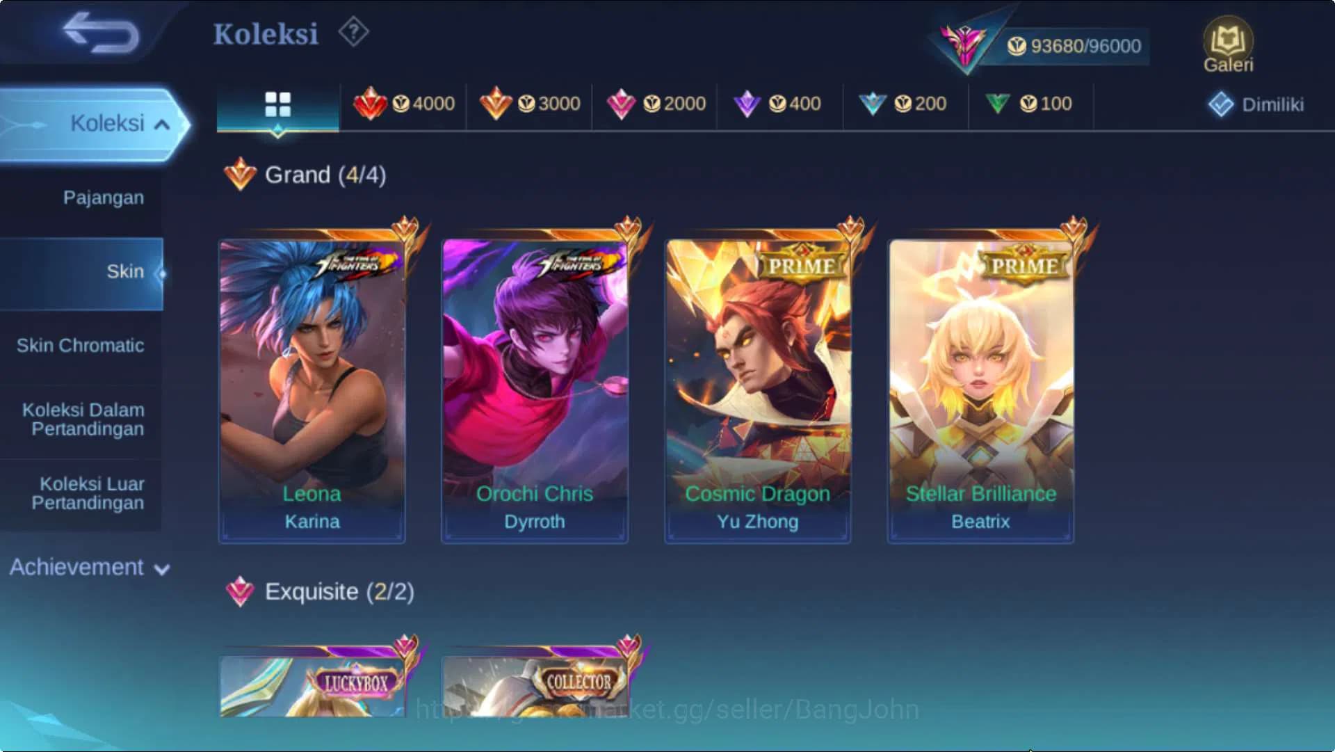 Mobile Legends: Bang Bang Accounts Hero 132 Skin 365 | ExGlory | KOF Dyrroth+Karina, image 2