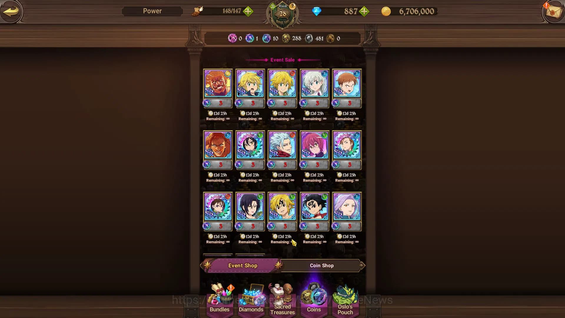 The Seven Deadly Sins: Grand Cross Accounts Global|1,1M CC|Starter Ch4|887 Dm|1 UR + Collab FF image 10