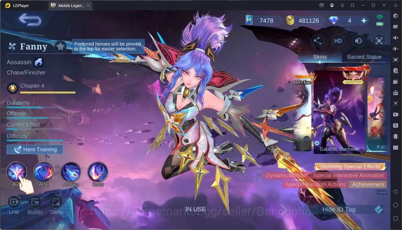 Mobile Legends: Bang Bang Accounts Global|Hero 132|Skin 480|Mega|Legend Alucard,Fanny image 9