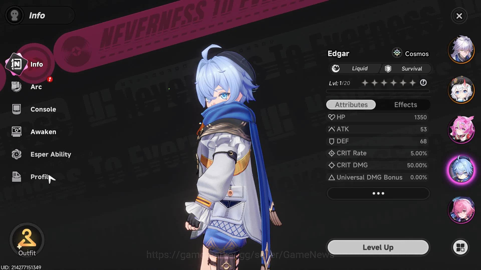 Neverness to Everness Accounts GLOBAL EU |HL 3| 1 SSR Limited Nanally | 4 SR [Min image 11