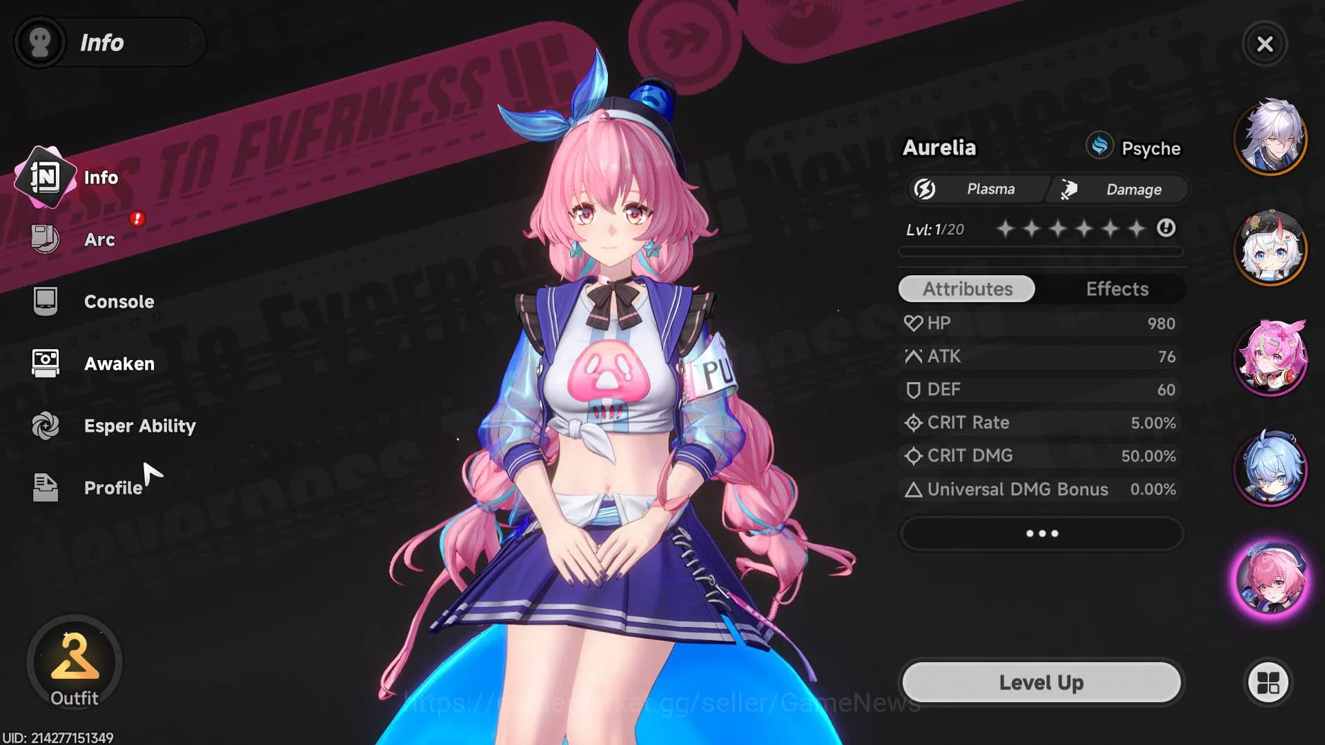 Neverness to Everness Accounts GLOBAL EU |HL 3| 1 SSR Limited Nanally | 4 SR [Min image 12
