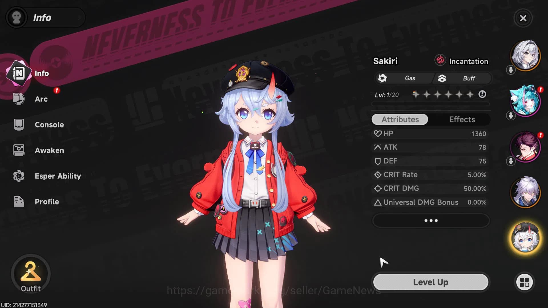 Neverness to Everness Accounts GLOBAL EU |HL 3| 1 SSR Limited Nanally | 4 SR [Min image 2