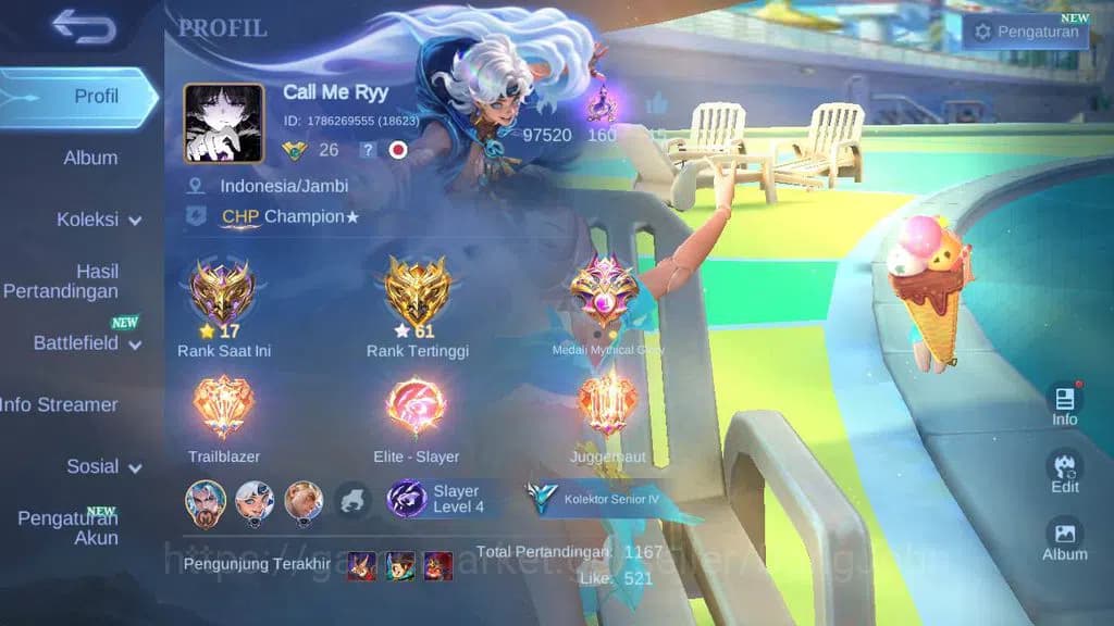 Mobile Legends: Bang Bang Accounts GLOBAL|Hero 60|Skin 76|pace fanny, sponge cylops, image 1