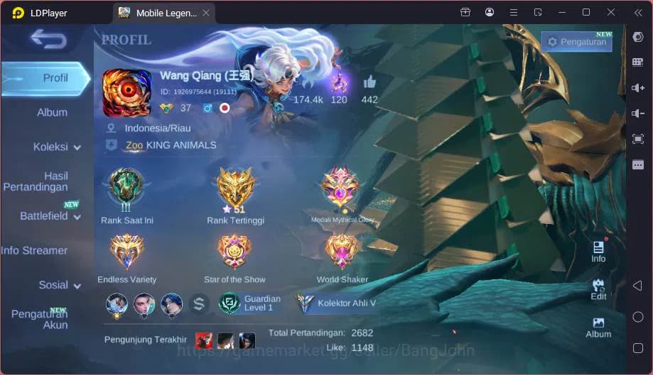 Mobile Legends: Bang Bang Accounts Hero 61|Skin 87|KOF Karina,Prime Granger,Saint Bad image 1