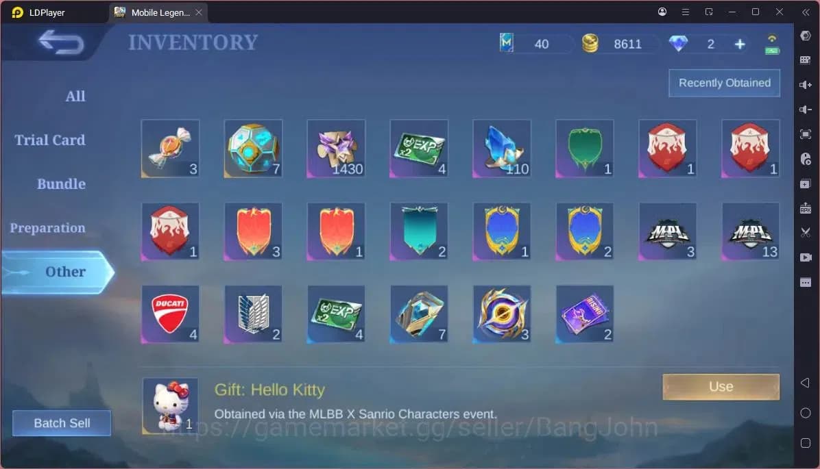 Mobile Legends: Bang Bang Accounts GLOBAL Hero 94 Skin 181|9th Fanny|Rising Lolita|M image 1