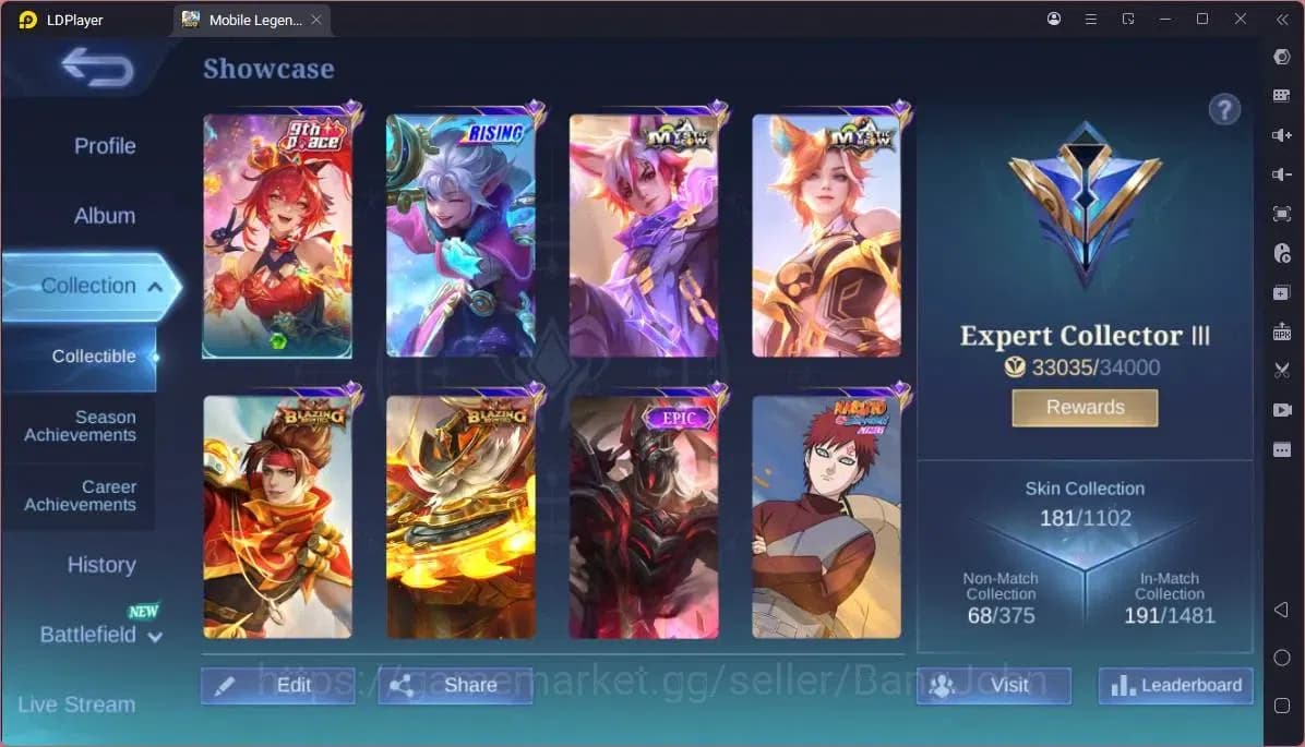 Mobile Legends: Bang Bang Accounts GLOBAL Hero 94 Skin 181|9th Fanny|Rising Lolita|M image 8