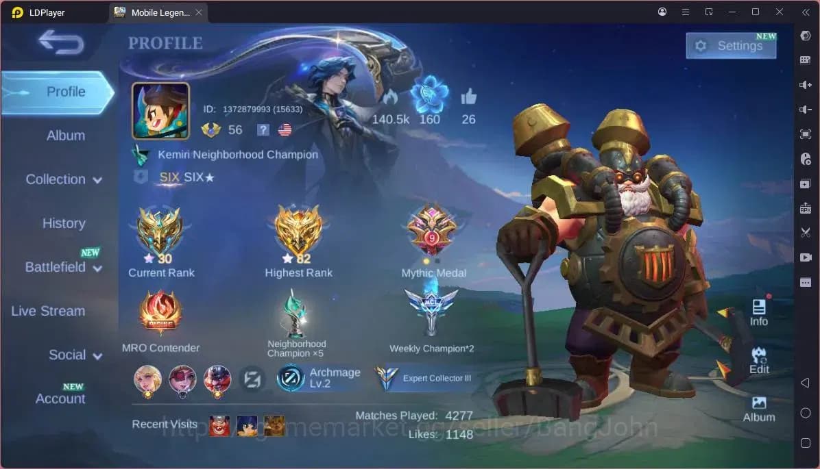 Mobile Legends: Bang Bang Accounts GLOBAL Hero 94 Skin 181|9th Fanny|Rising Lolita|M image 9