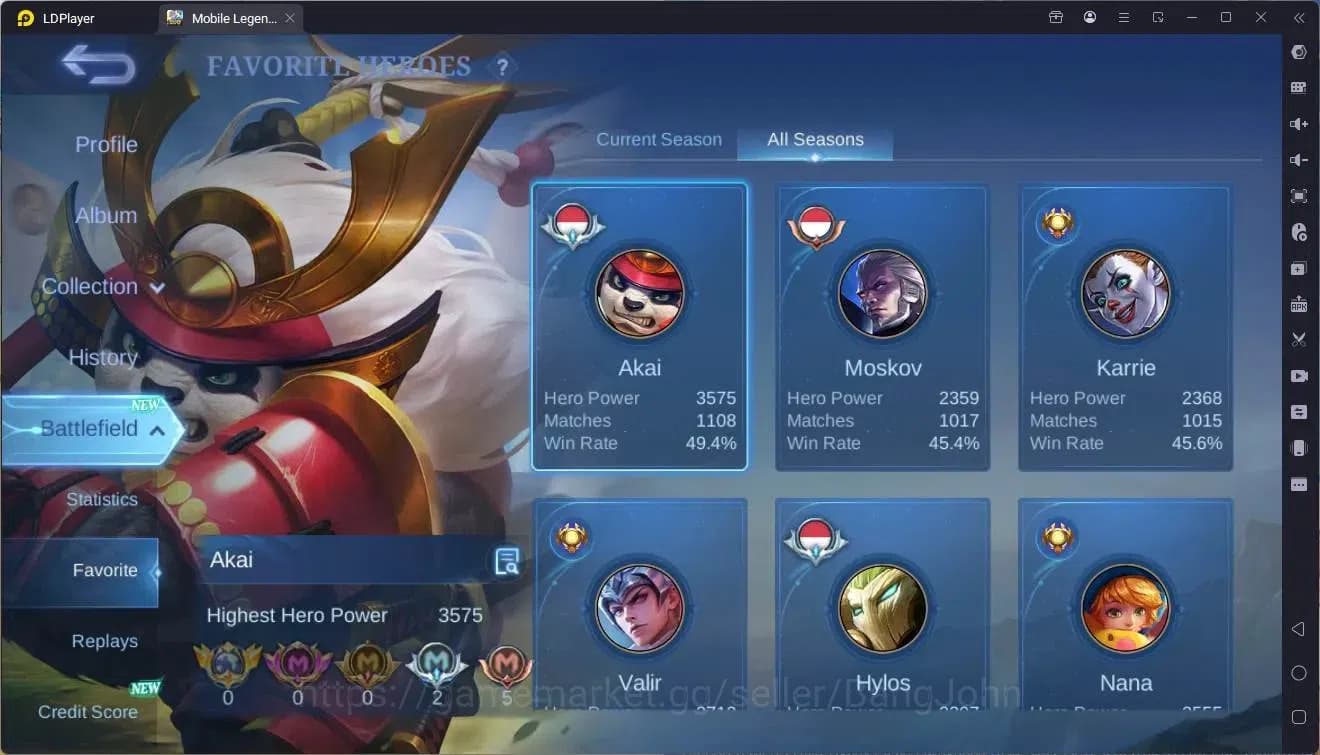 Mobile Legends: Bang Bang Accounts Global|Hero 132 skin 289|Renowned|KOF Karina|CC Na image 20