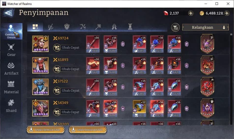 Watcher of Realms Accounts Global 60x|Lv64|2,1M Power|3 Lord [Aracha,Torodor, image 9