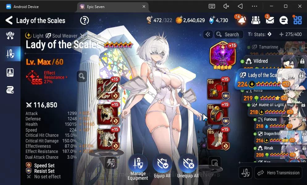 Epic Seven Accounts GBL Verif|13ML(BArunka,LOTScales,DB Senya,Etc)+PFB image 6