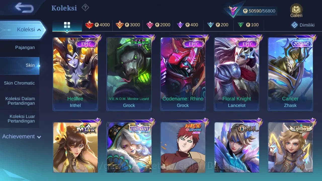 Mobile Legends: Bang Bang Accounts GLOBAL Hero 109 Skin 203 | Sasuke | Aspirant Chang image 5