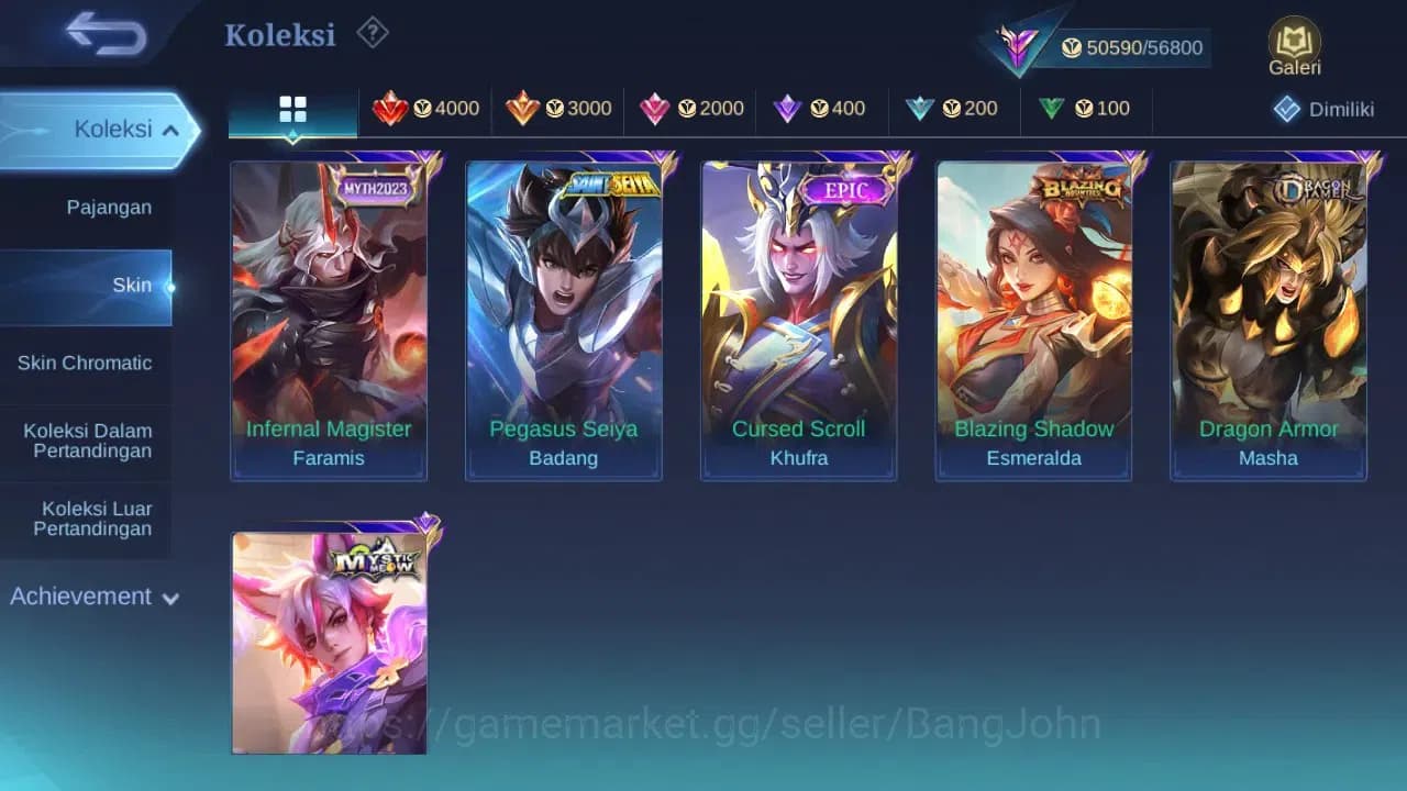 Mobile Legends: Bang Bang Accounts GLOBAL Hero 109 Skin 203 | Sasuke | Aspirant Chang image 7