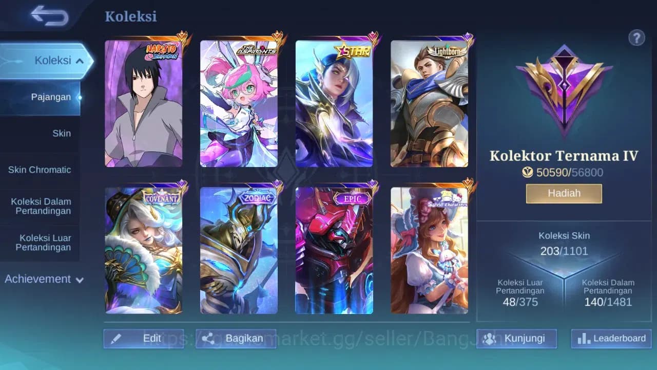 Mobile Legends: Bang Bang Accounts GLOBAL Hero 109 Skin 203 | Sasuke | Aspirant Chang image 8