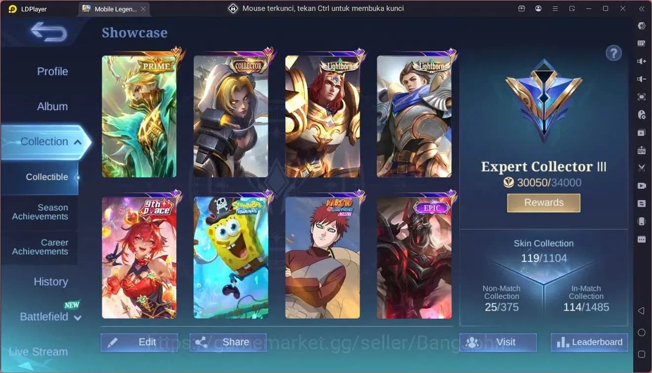 Mobile Legends: Bang Bang Accounts Global|Hero 76|Skin 119|Expert|Prime Granger|CC Na image 20