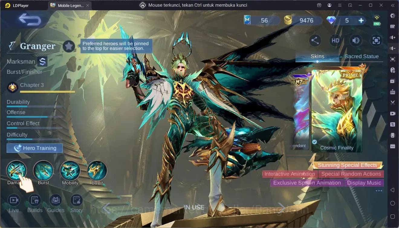 Mobile Legends: Bang Bang Accounts Global|Hero 76|Skin 119|Expert|Prime Granger|CC Na image 8