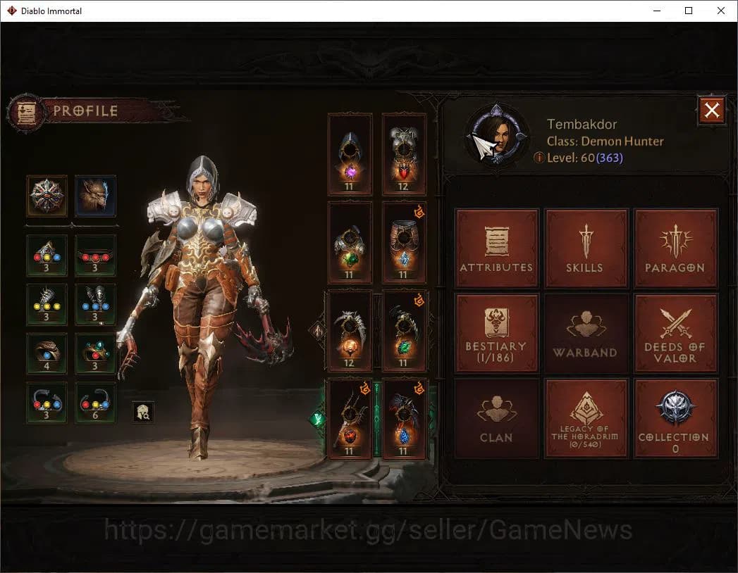 Diablo Immortal Accounts NA-High Heaven|Lv60(363)Demon Hunter |30K CR|Reso image 3