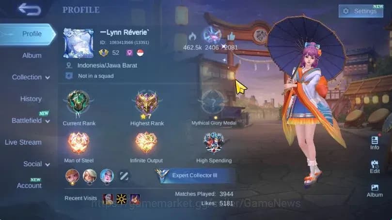 Mobile Legends: Bang Bang Accounts Hero 79|Skin 155|Tranformer Roger,Kagura[Annual St image 2