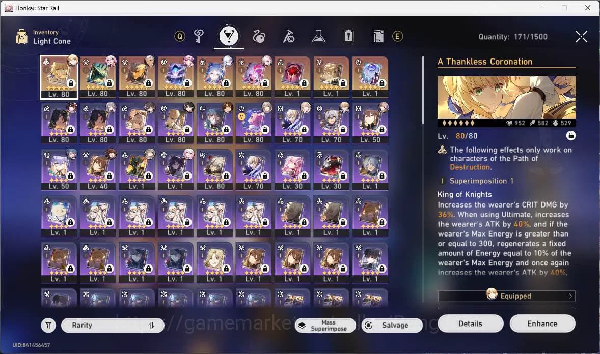Honkai Star Rail Accounts ASIA|TL70|Sparxie PremTeam|9 Limit|LCsign(Saber E6 image 5